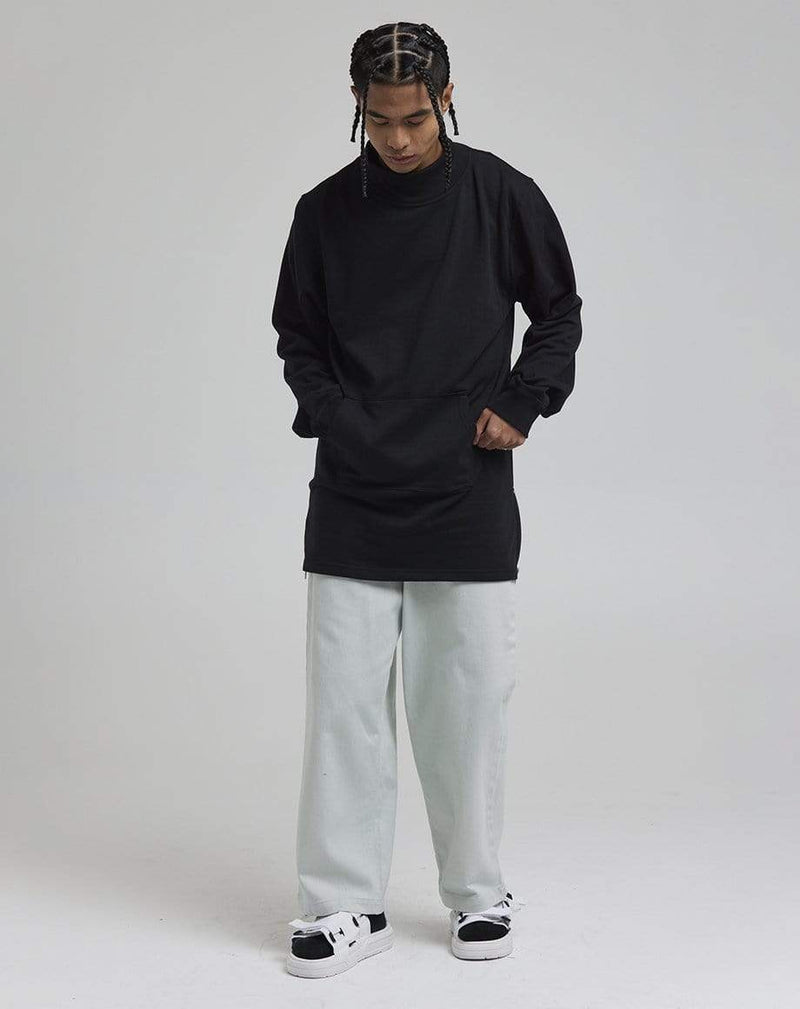 D-STRUCT VERGARA MEN'S TURTLE NECK LONGLINE SWEATSHIRT | BLACK