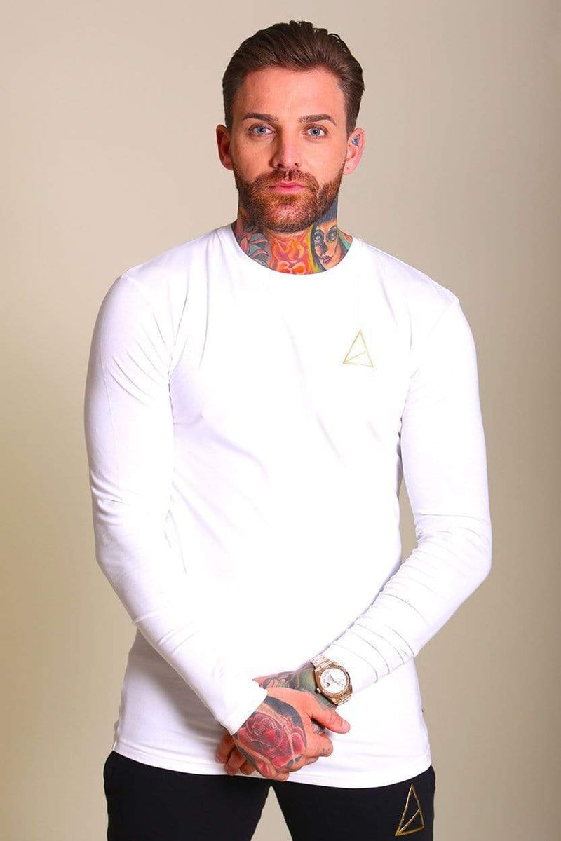 Golden Equation Golden Equation Daimus Long Sleeve Muscle Fit Men's T-Shirt - White