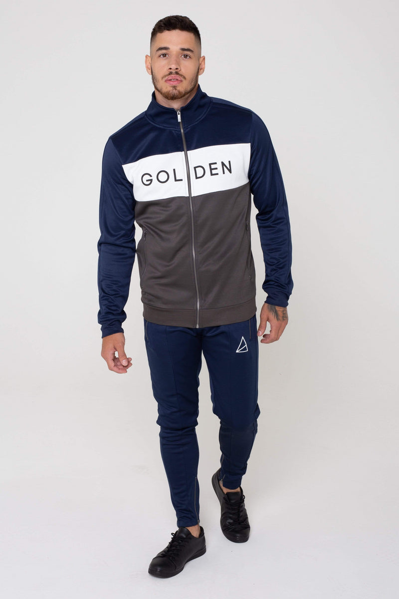 Golden Equation Golden Equation Havana Colour Block Zip Men's Tracksuit -  Navy/Grey