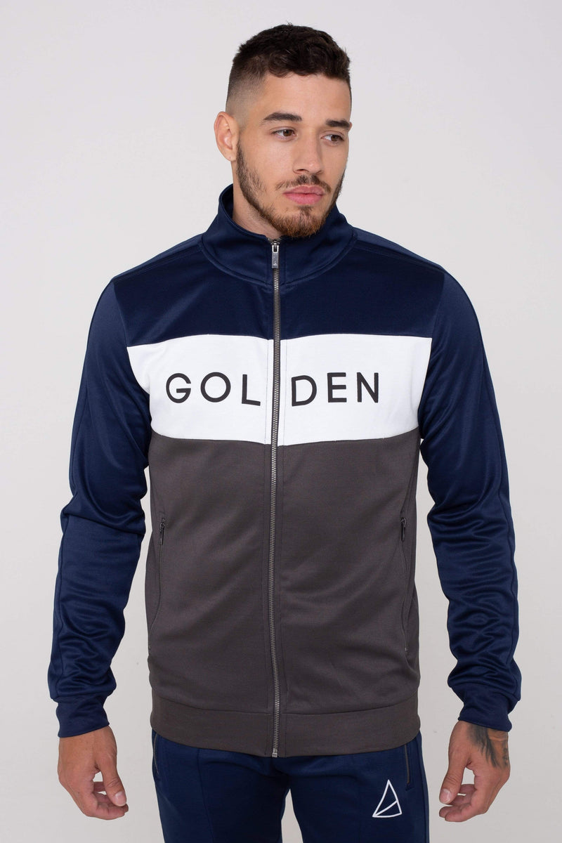 Golden Equation Golden Equation Havana Colour Block Zip Men's Tracksuit -  Navy/Grey