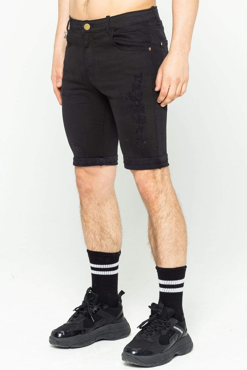 Golden Equation Golden Equation Murry Spray On Men's Denim Shorts - Black