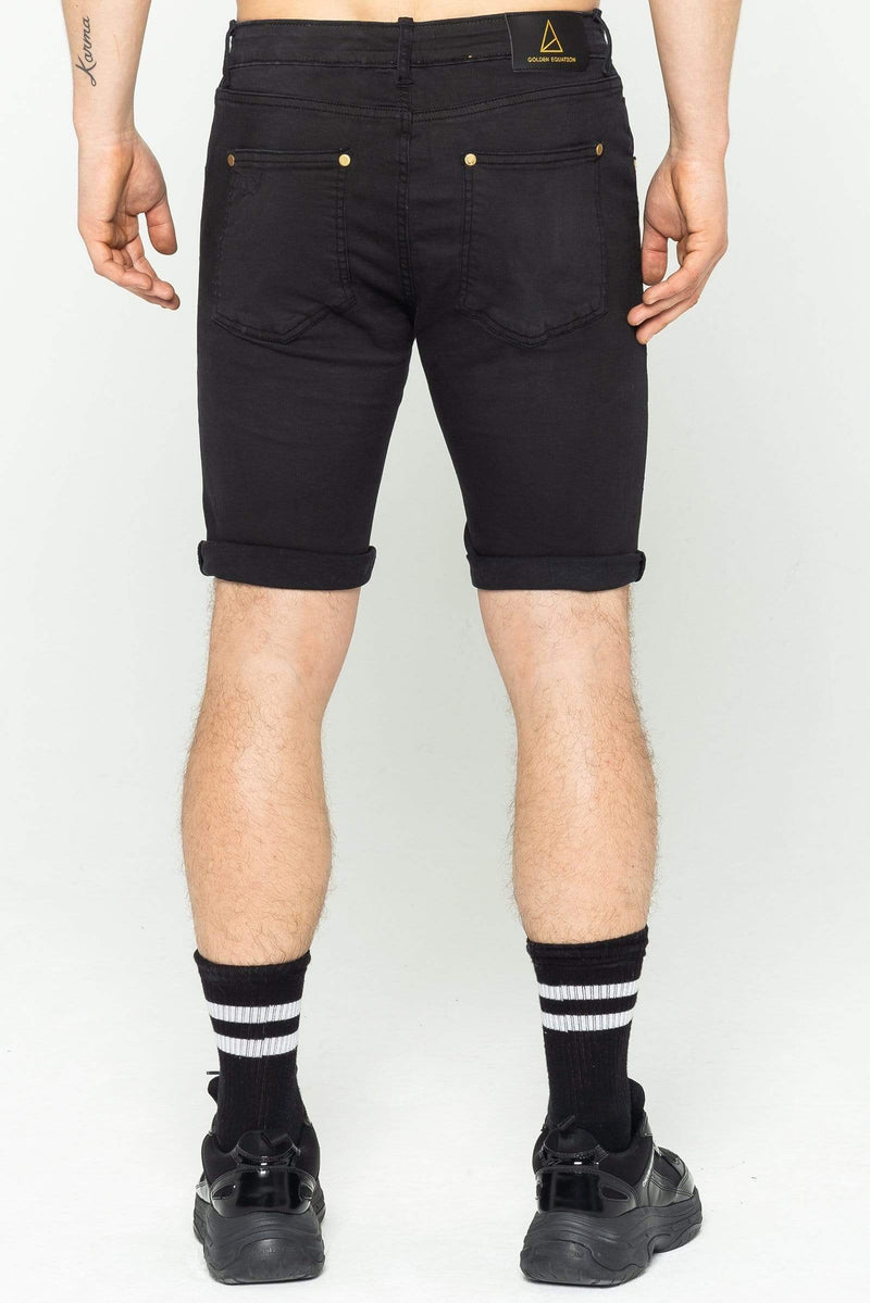 Golden Equation Golden Equation Murry Spray On Men's Denim Shorts - Black