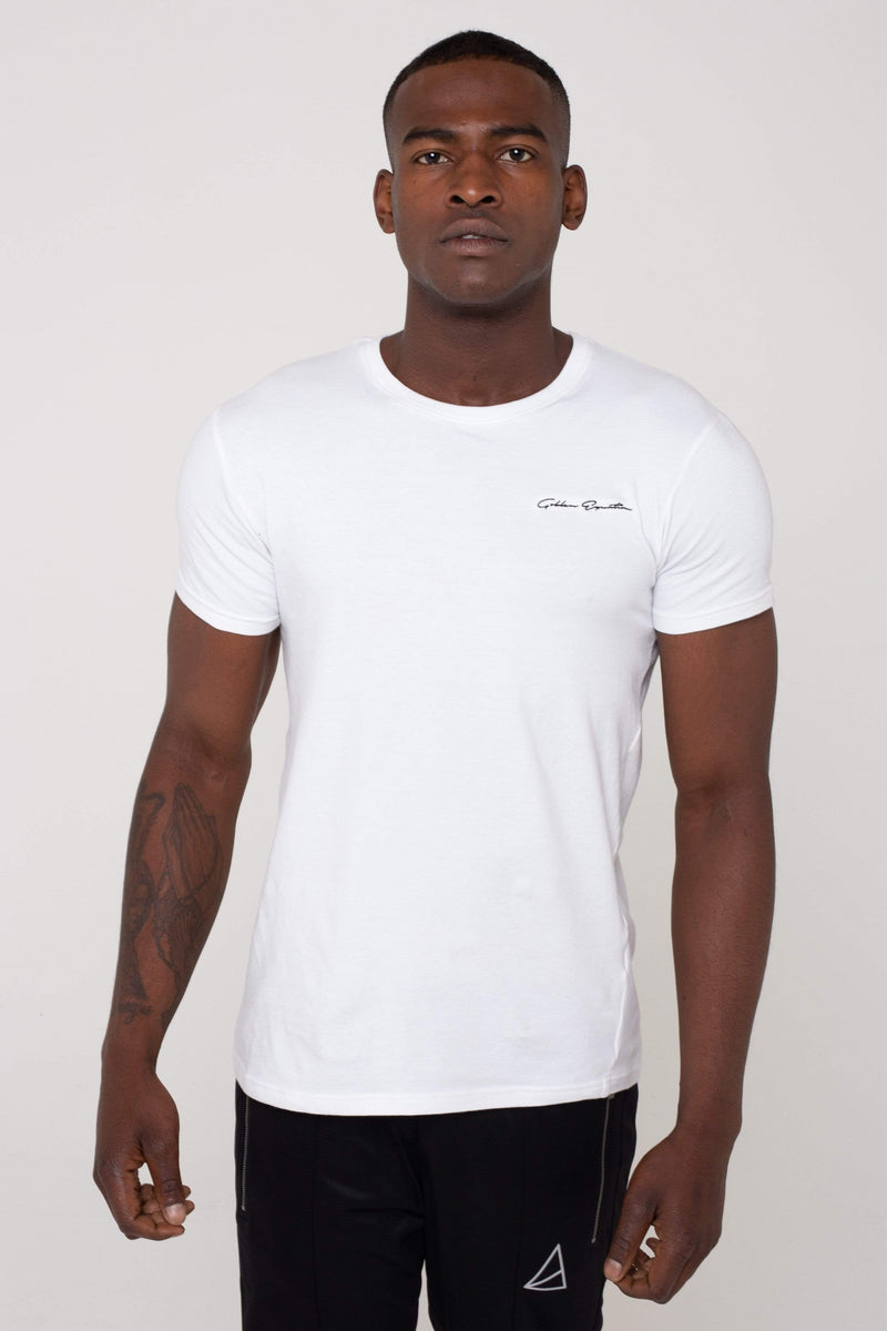 Golden Equation Golden Equation Sign Logo Straight Hem Men's T-Shirt - White