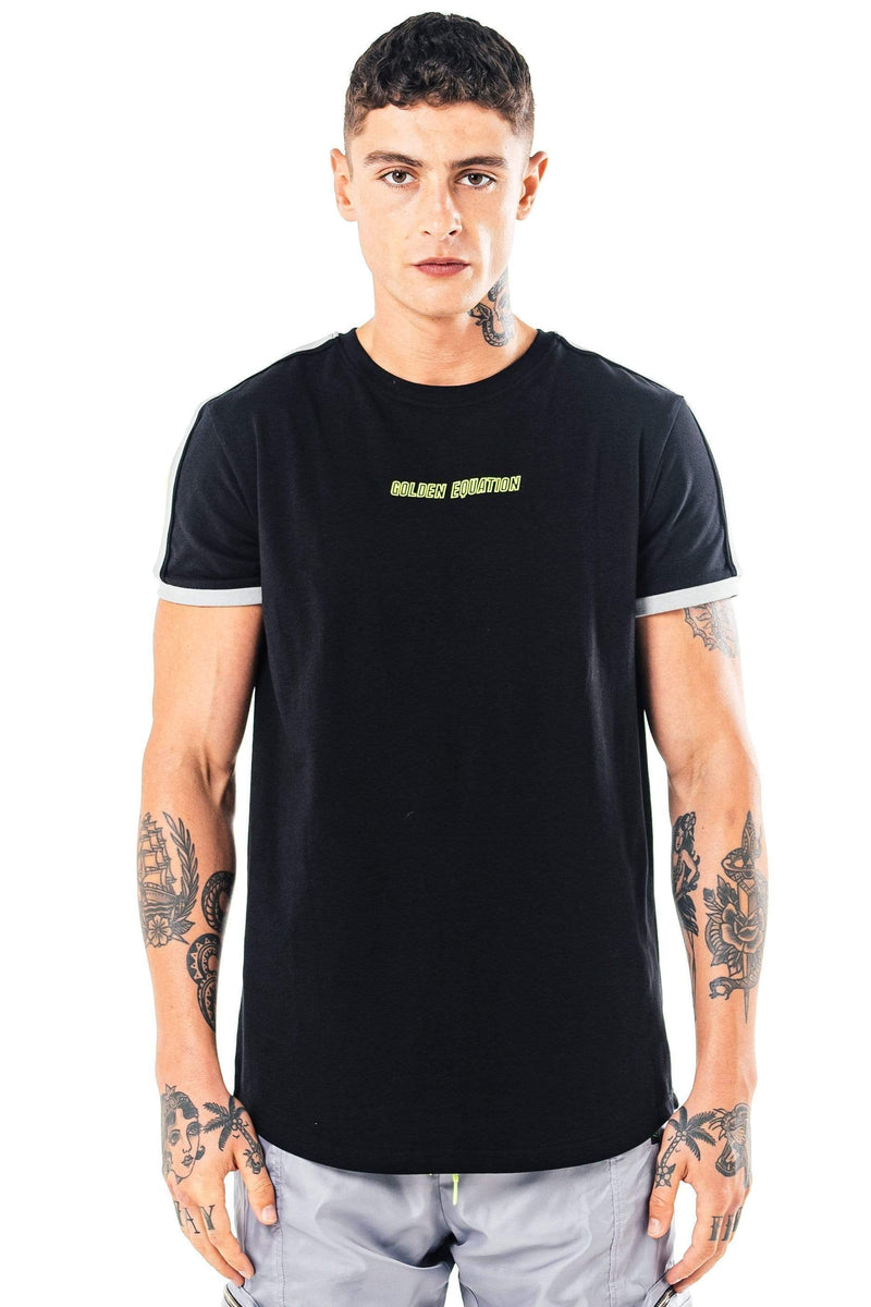 Golden Equation Golden Equation Yopal Knit Tape Design Men's T-Shirt - Black