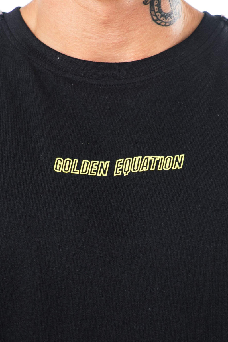 Golden Equation Golden Equation Yopal Knit Tape Design Men's T-Shirt - Black