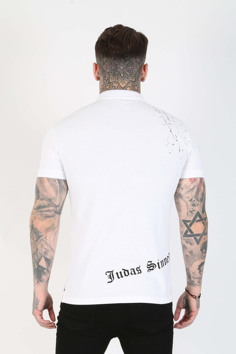 Judas Sinned Clothing Judas Sinned Barra Military Men's Polo - White
