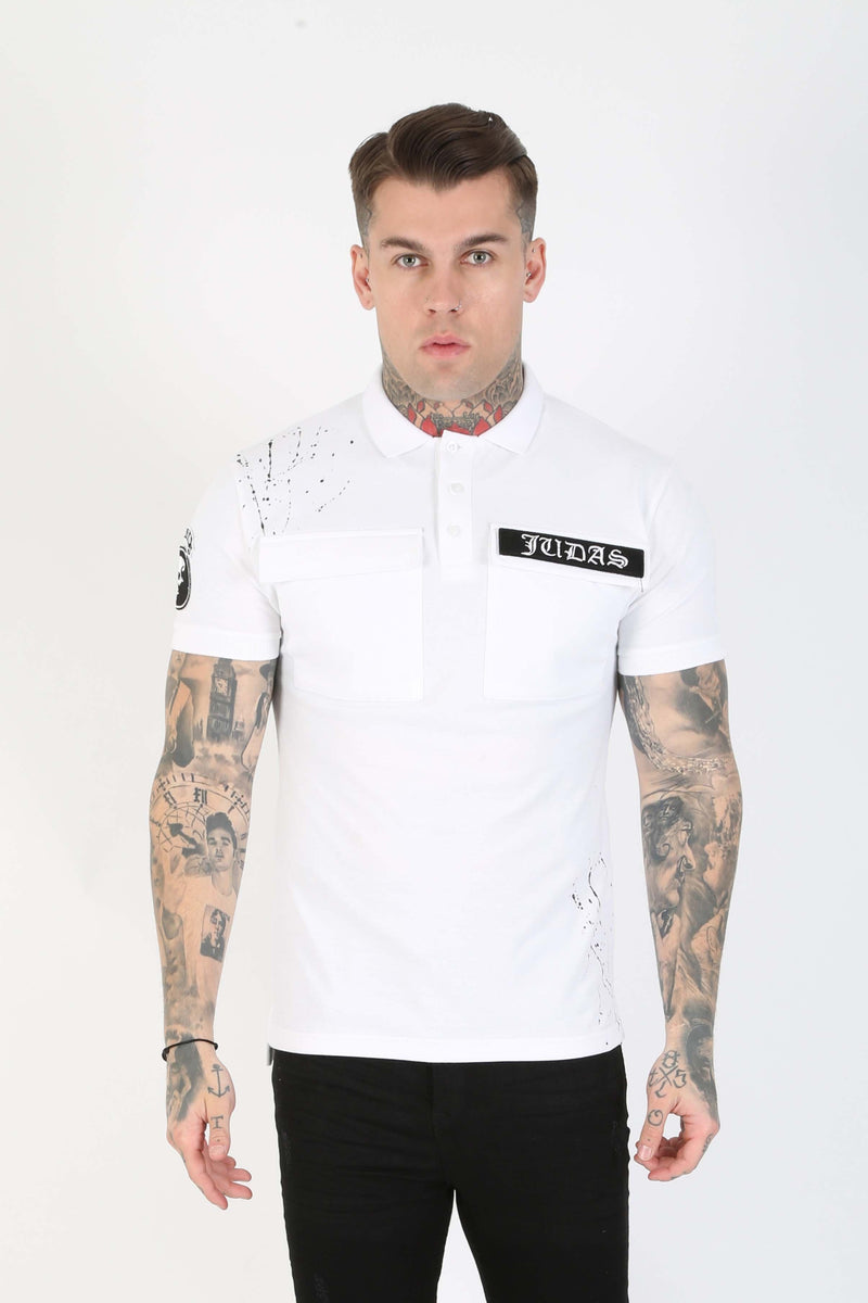 Judas Sinned Clothing Judas Sinned Barra Military Men's Polo - White
