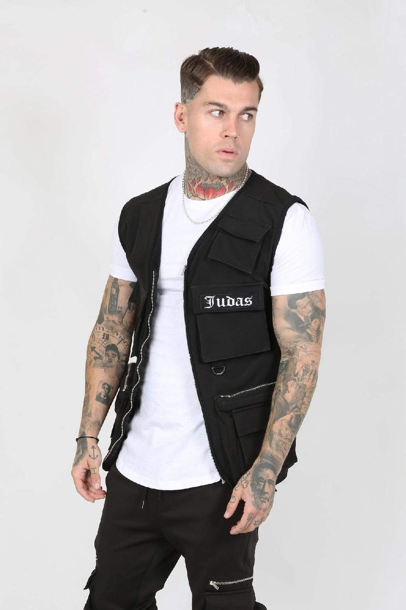 Judas Sinned Clothing Judas Sinned Couver Nylon Pocket Men's Utility Vest - Black