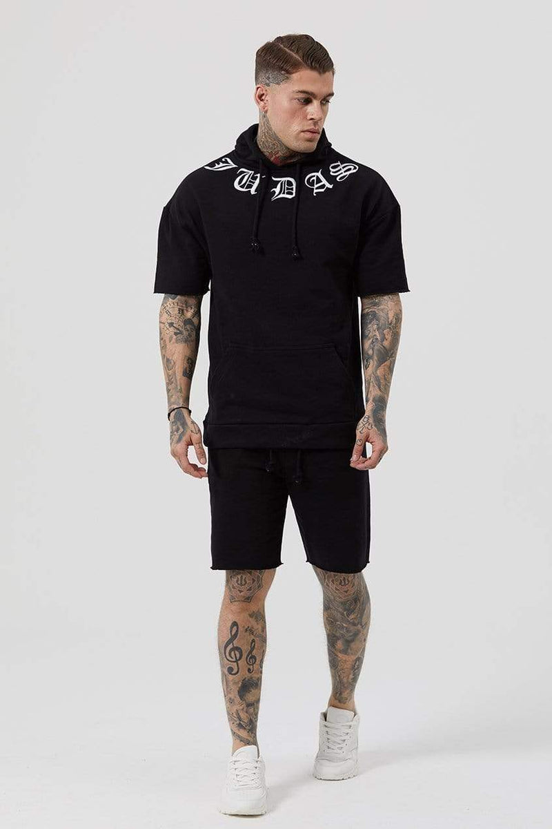 Judas Sinned Clothing Judas Sinned Cur Embroidered Cut Sleeve Men's Hoodie - Black