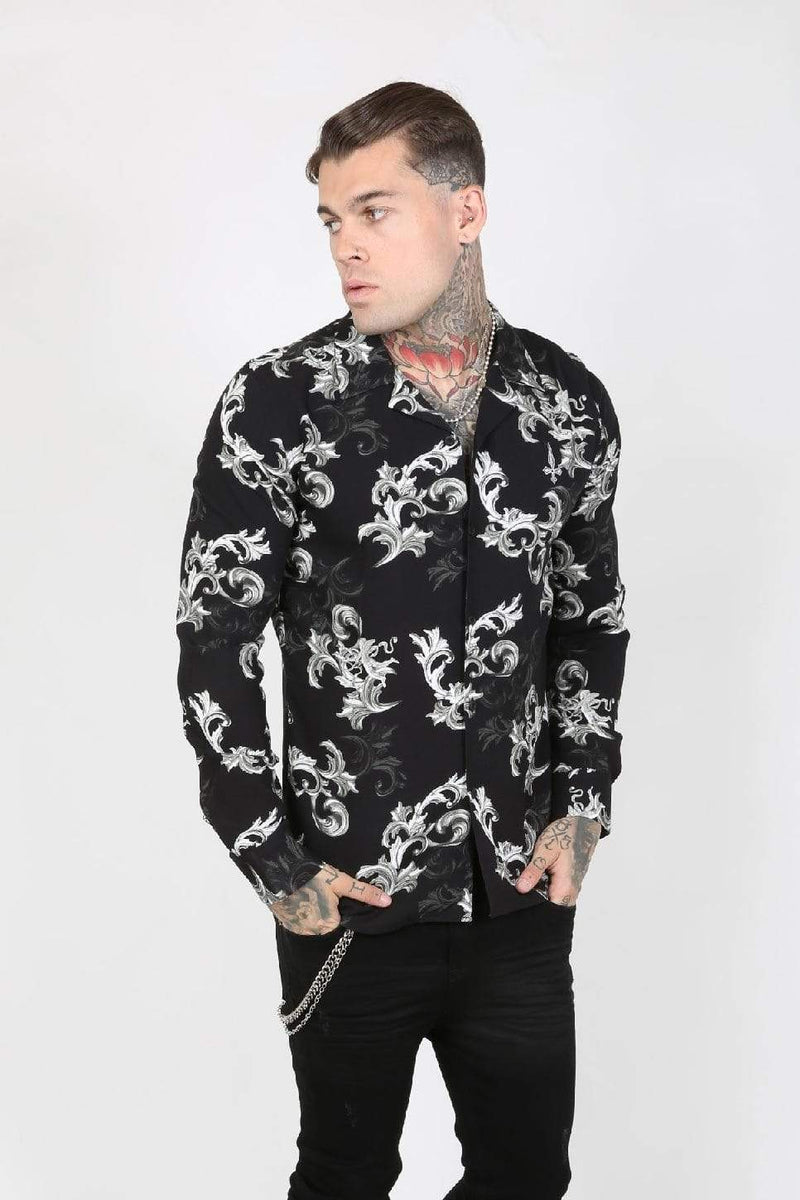 Judas Sinned Clothing Judas Sinned Giani Baroque Print Viscose Men's Shirt - Black