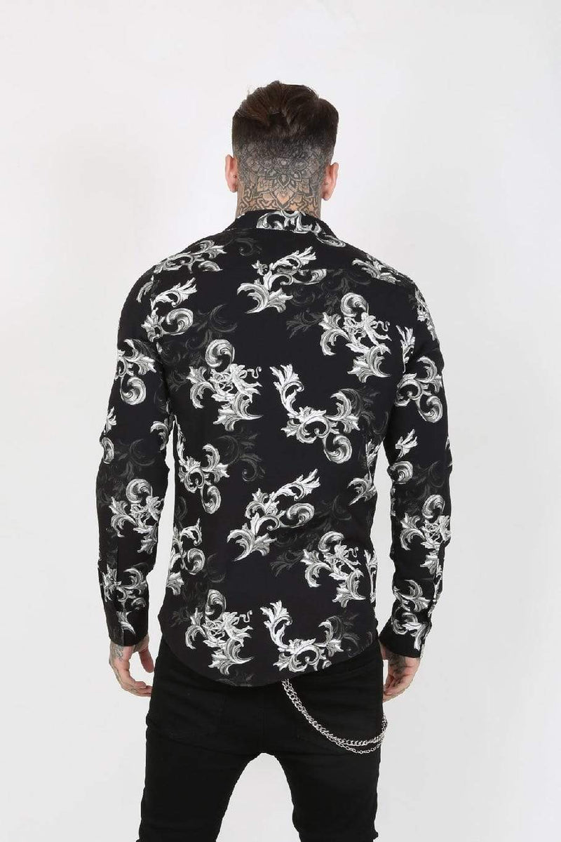 Judas Sinned Clothing Judas Sinned Giani Baroque Print Viscose Men's Shirt - Black