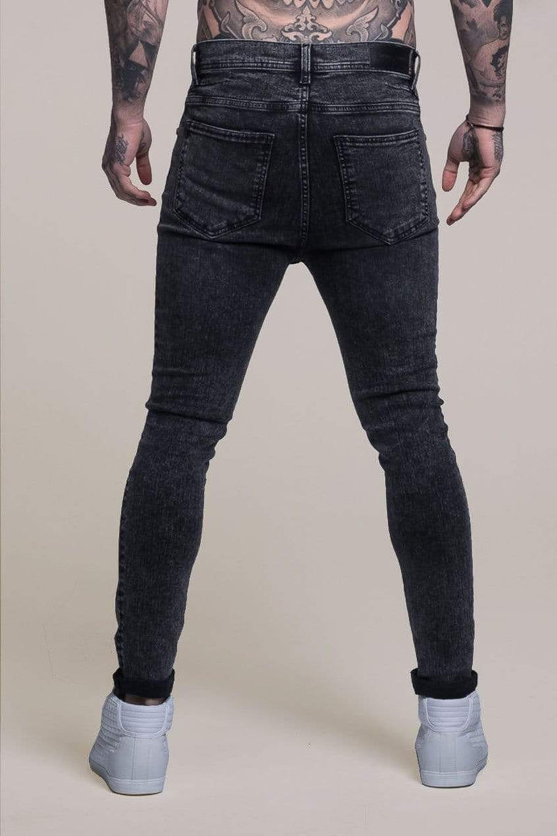 Judas Sinned Clothing Judas Sinned Johnny Skinny Fit Stretch Distressed Men's Jeans - Grey