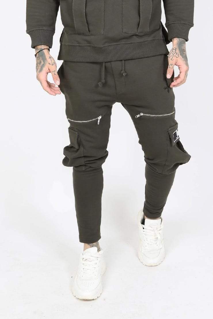 Judas Sinned Clothing Judas Sinned Kaarg Utility Zip Detail Cargo Men's Joggers - Khaki