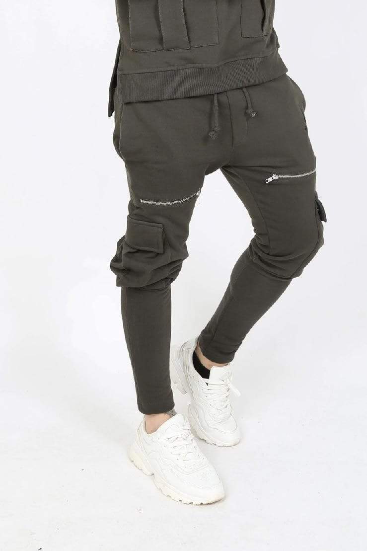 Judas Sinned Clothing Judas Sinned Kaarg Utility Zip Detail Cargo Men's Joggers - Khaki