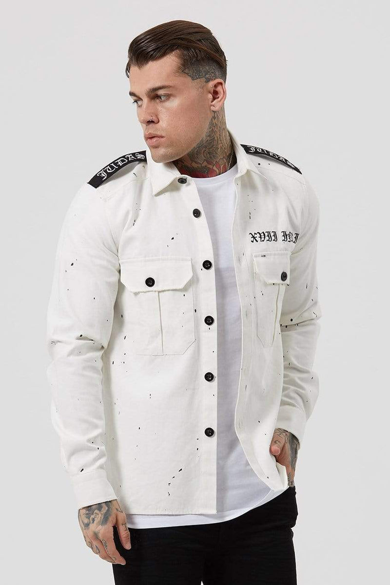 Judas Sinned Clothing Judas Sinned Milli Badge Crystal Men's Overshirt - Off White