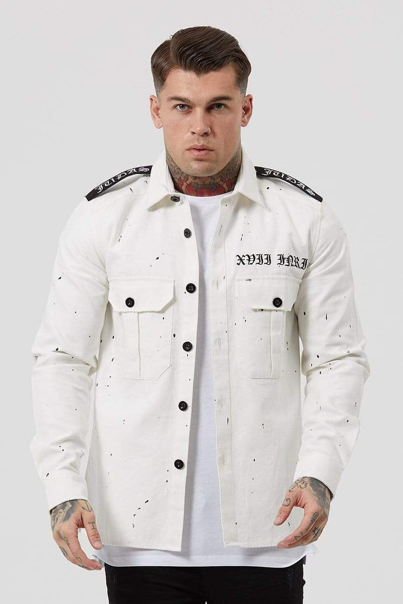Judas Sinned Clothing Judas Sinned Milli Badge Crystal Men's Overshirt - Off White