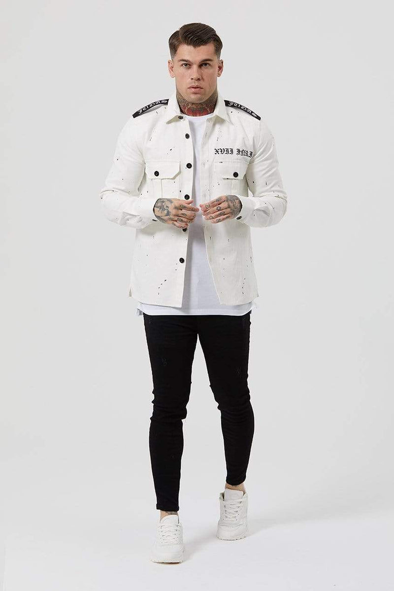 Judas Sinned Clothing Judas Sinned Milli Badge Crystal Men's Overshirt - Off White