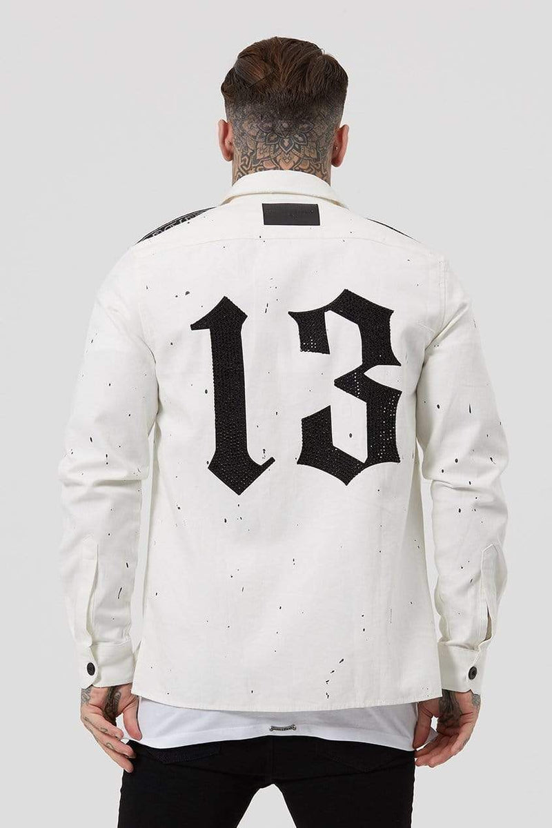 Judas Sinned Clothing Judas Sinned Milli Badge Crystal Men's Overshirt - Off White