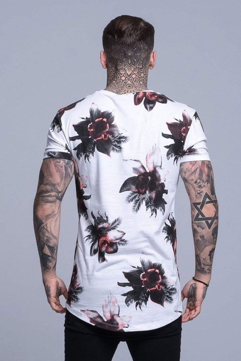 Judas Sinned Clothing Judas Sinned Orchid Print Men's T-Shirt - White