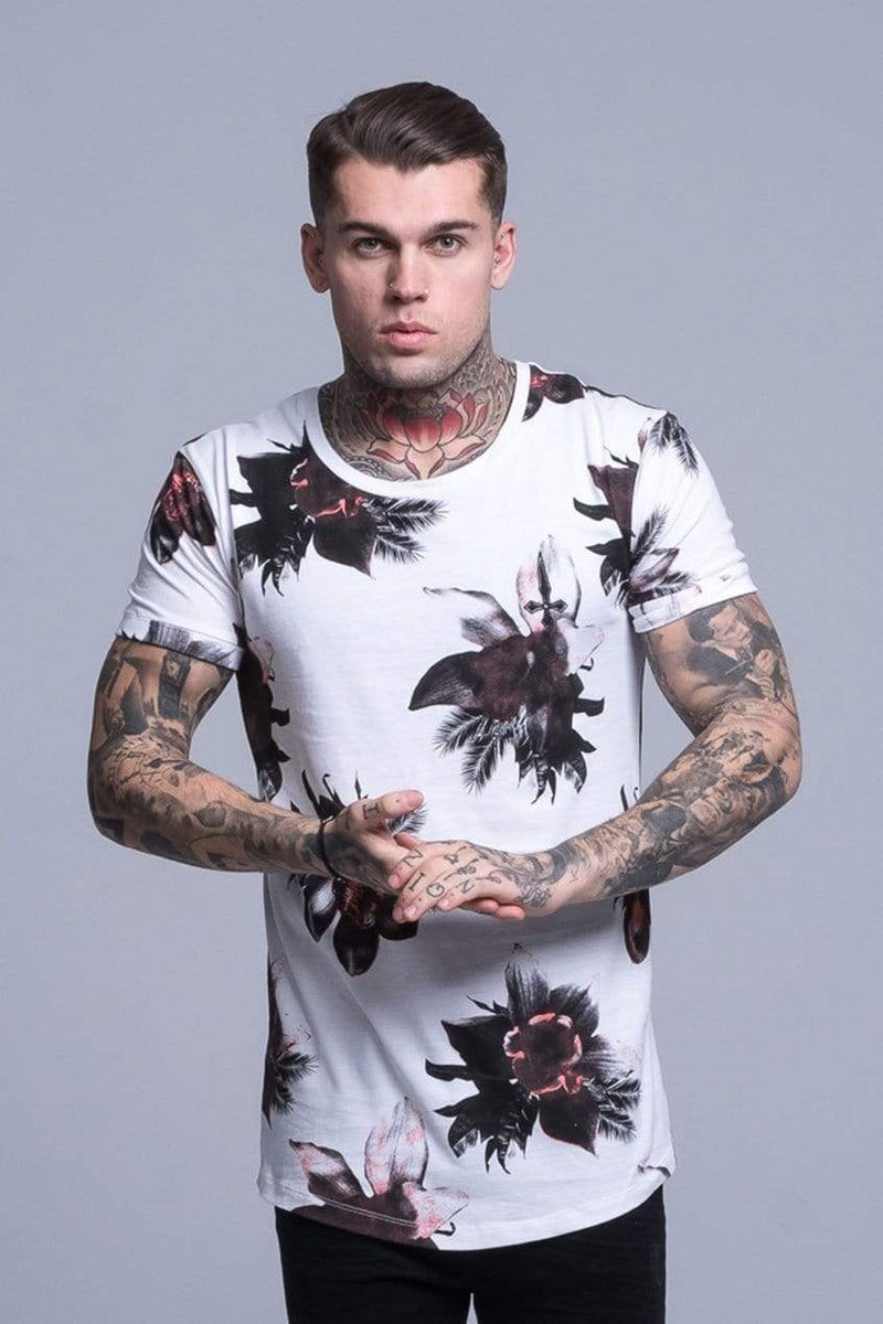 Judas Sinned Clothing Judas Sinned Orchid Print Men's T-Shirt - White