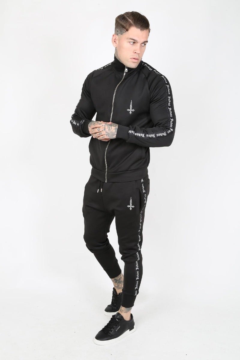 Men s Piece Tape Scuba Joggers in Black Streetwear Tracksuits