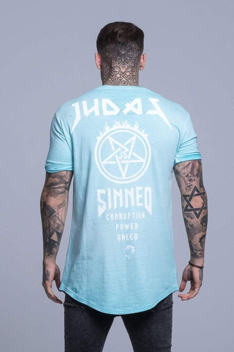 Judas Sinned Clothing Judas Sinned Power Oil Dye Men's T-Shirt - Aqua