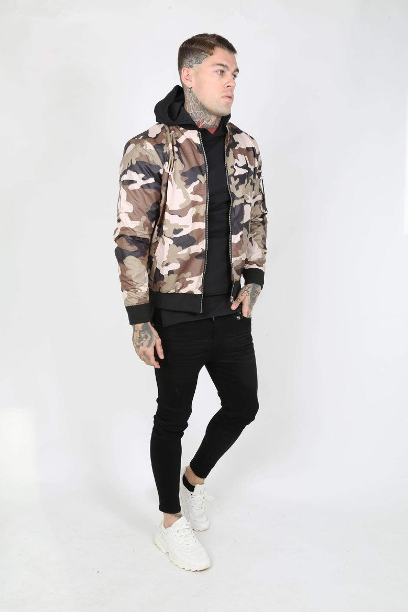 Judas Sinned Clothing Judas Sinned Raid Cam Nylon Men's Bomber Jacket - Camouflage