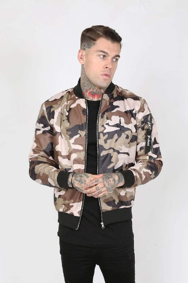 Judas Sinned Clothing Judas Sinned Raid Cam Nylon Men's Bomber Jacket - Camouflage