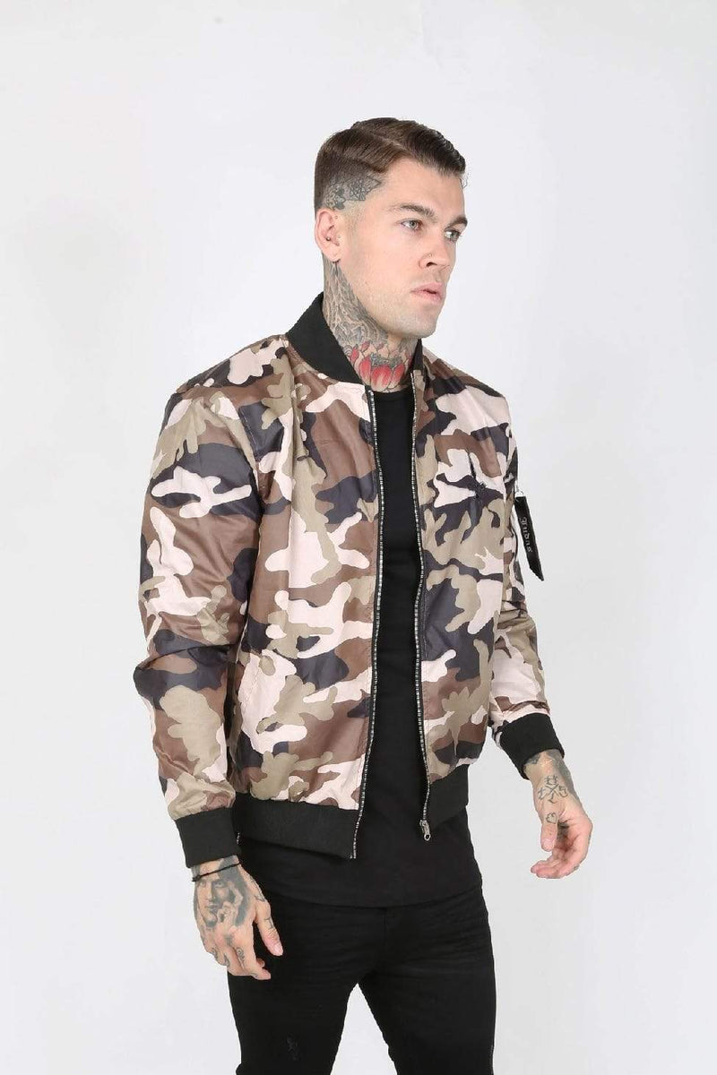 Judas Sinned Clothing Judas Sinned Raid Cam Nylon Men's Bomber Jacket - Camouflage