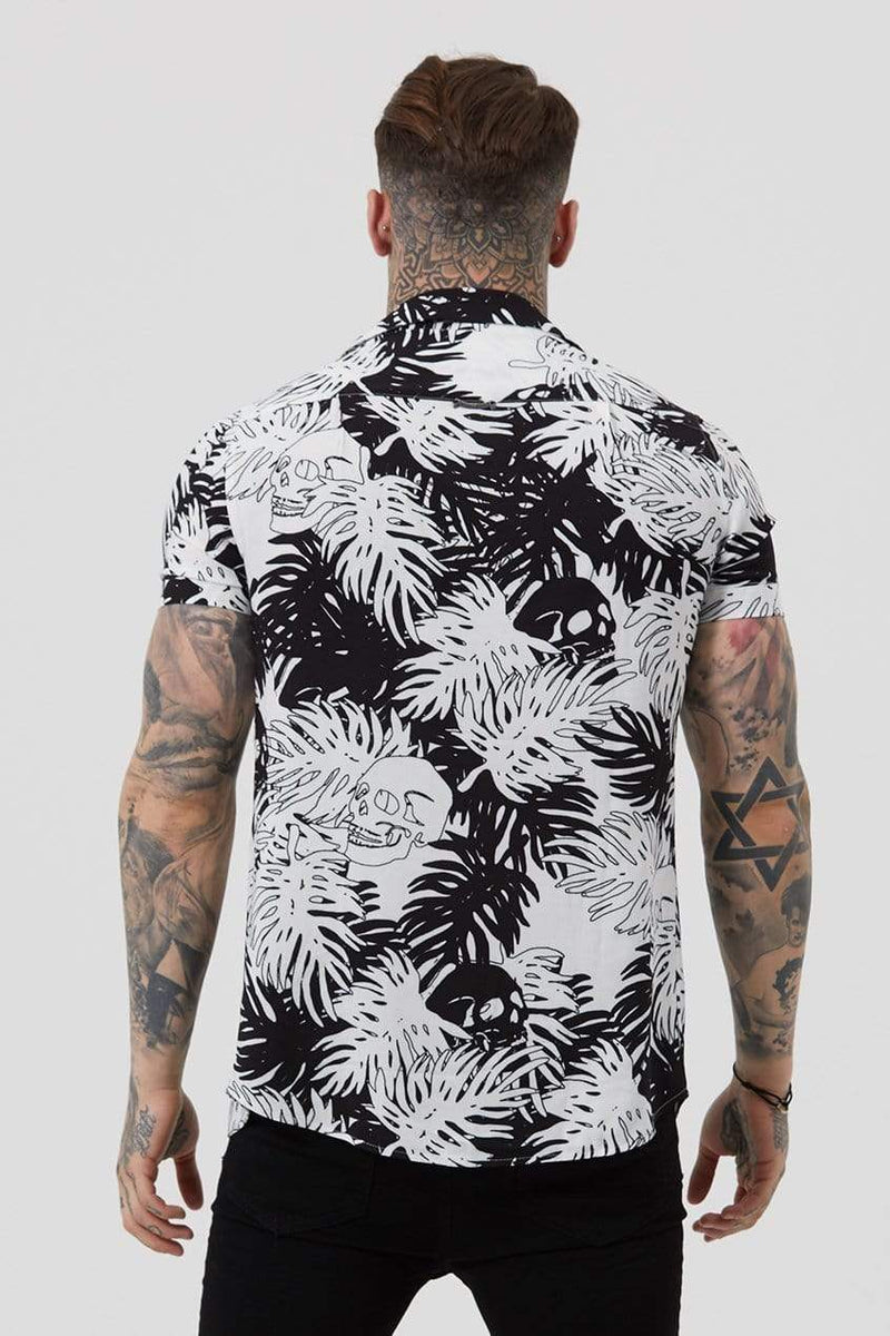 Judas Sinned Clothing Judas Sinned Res Palm Resort Men's Shirt - Black/White