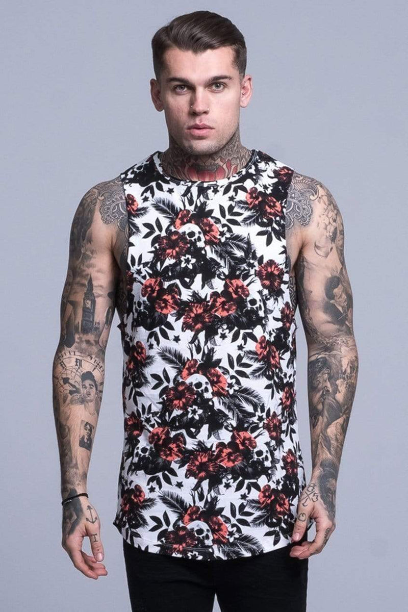 Judas Sinned Clothing Judas Sinned Tropic Skull Rock Men's Vest - White