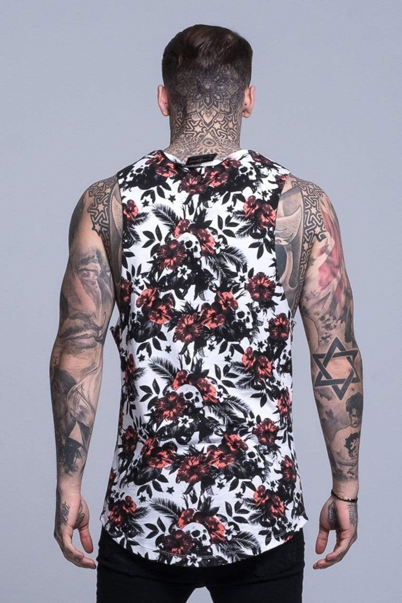 Judas Sinned Clothing Judas Sinned Tropic Skull Rock Men's Vest - White