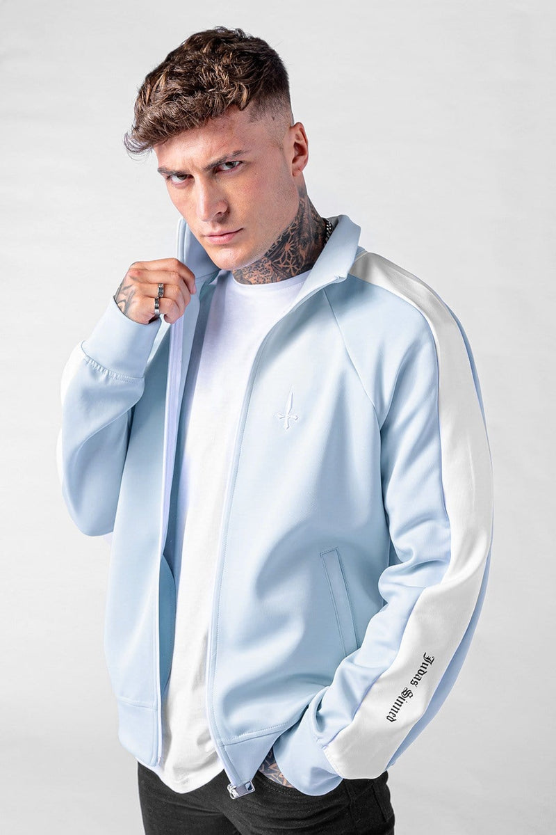 Judas Sinned Clothing Match Zip Sleeve Stripe Men's Track Top - Baby Blue