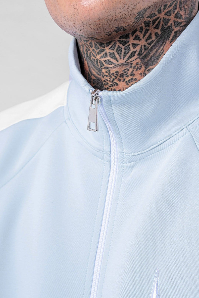 Judas Sinned Clothing Match Zip Sleeve Stripe Men's Track Top - Baby Blue