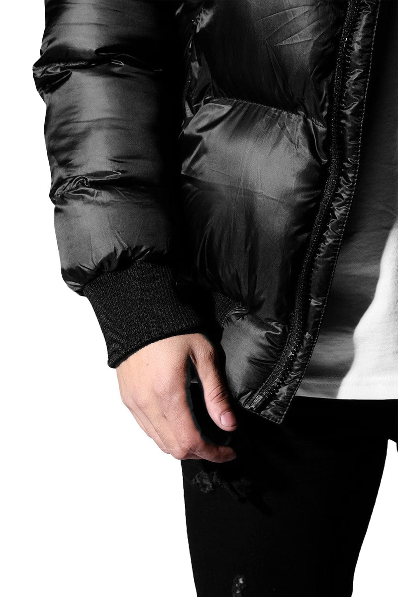 Judas Sinned Clothing Tech Reflective Print Men's Puffer Jacket - Black